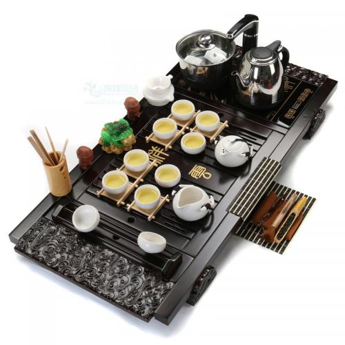 茶具套装整套功夫茶具紫砂电磁炉四合一茶盘实木茶海茶道